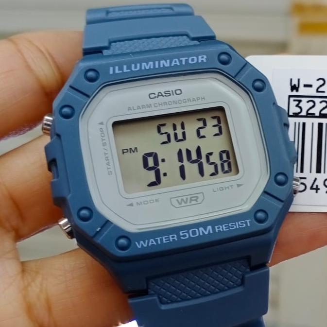 JAM TANGAN CASIO ILLUMINATOR BIRU ORIGINAL MURAH GARANSI RESMI W-218HC