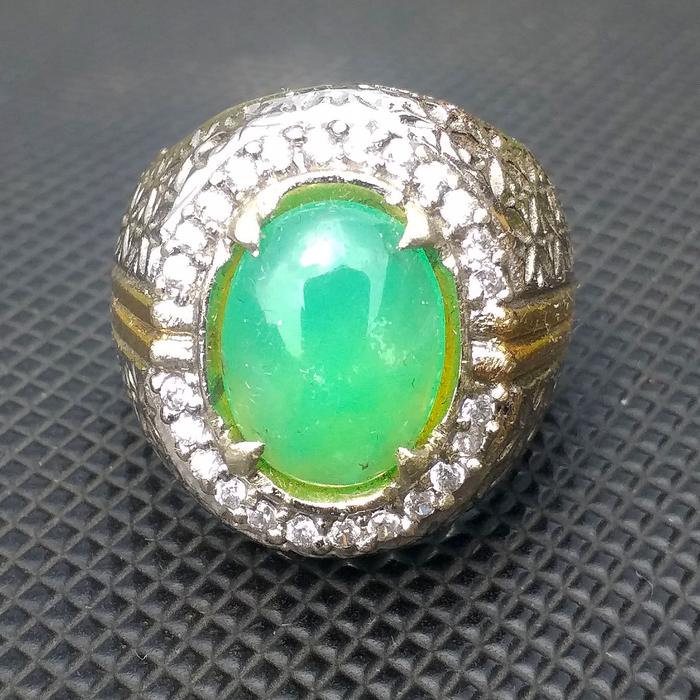 Batu Akik Garut Hijau Cikolak Kristal Kantoran Sejuk Indah Ring Super