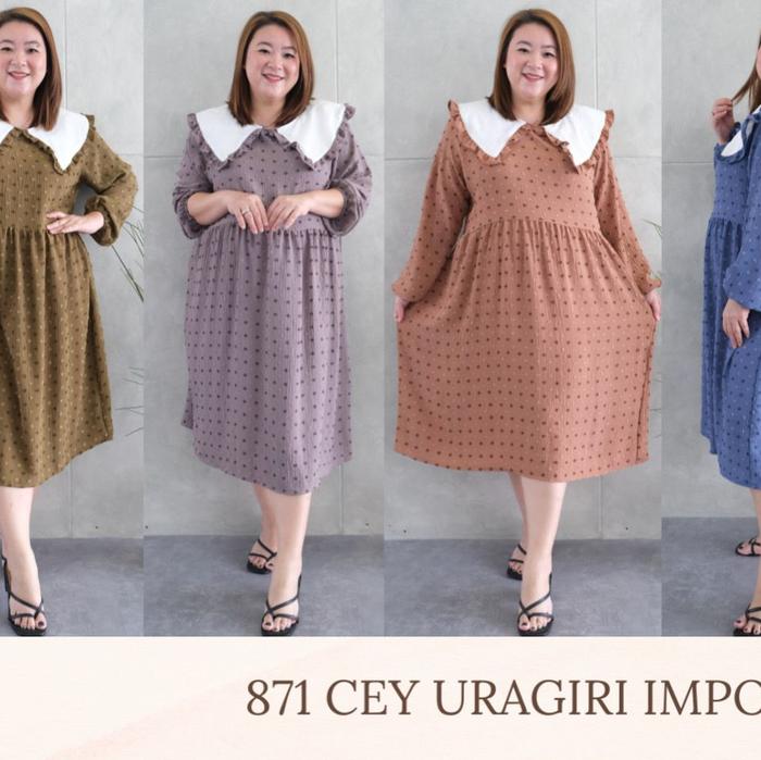 JUMBO 871 DIVA DRESS BIGSIZE BAHAN CEY URAGIRI IMPORT FIT TO XXL MIDI