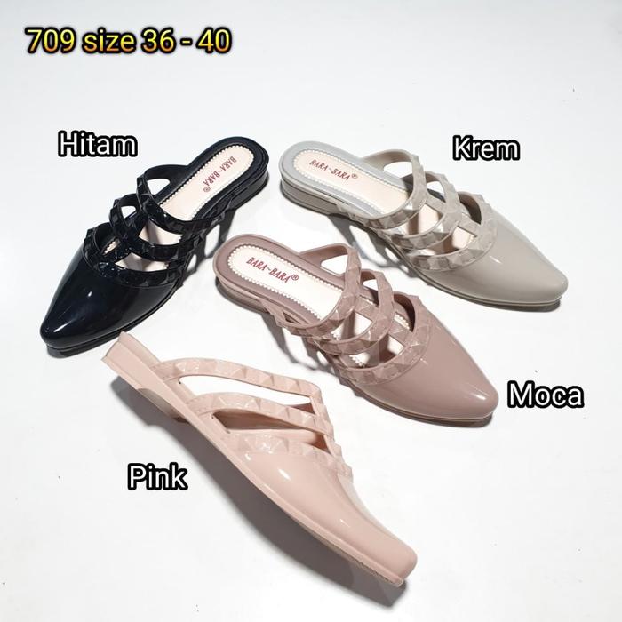 Sandal jelly wanita bara bara slide slop lancip tali sendal selop BB12
