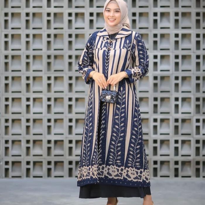 outer long dress lidya premium lapis tricot