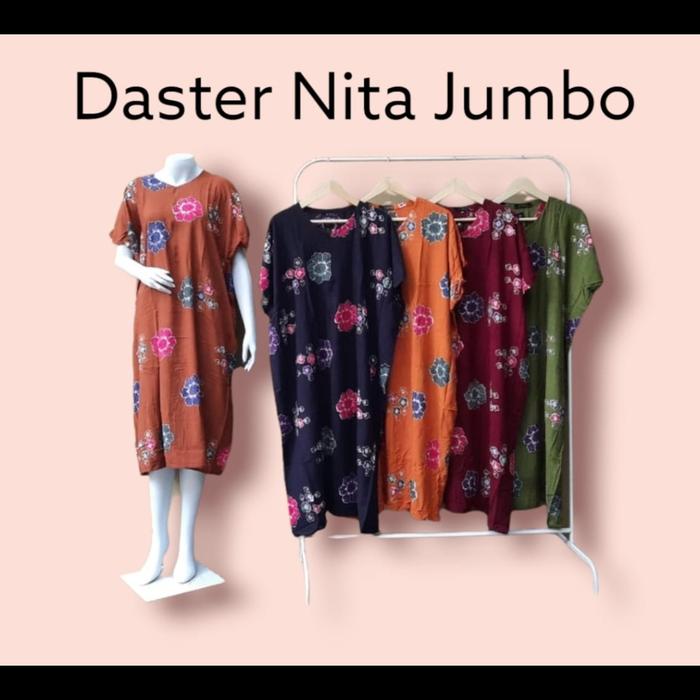 3.1#Daster Pendek Batik Rayon Tebal Pekalongan 5L-6L LD 150 super jumbo merk Risna Kancing depan Nya