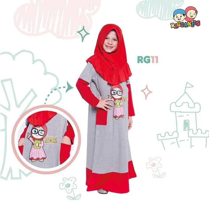 Size XS S M RG11 Raggakids Gamis kaos Anak cerdas Sholehah RG 11