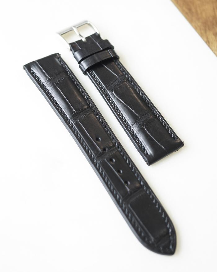 Henglong Black Matte Crocodile Exotic Watchstrap