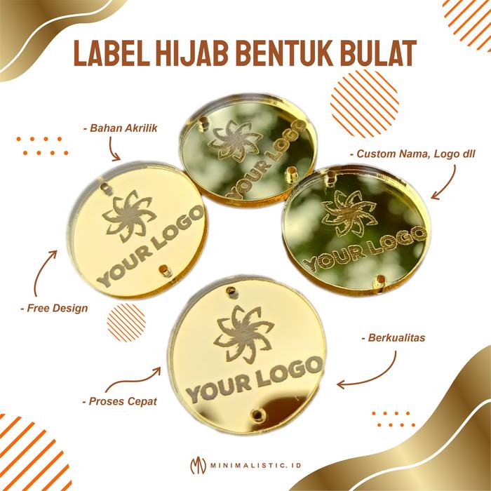 Label Hijab Akrilik Lebel Hijab Label Custom Pin Hijab Merek Bulat