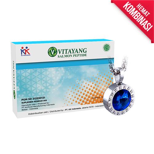 KK LIFORCE Kalung Kesehatan Blue Sapphire Crystal +VITAYANG SOP Salmon