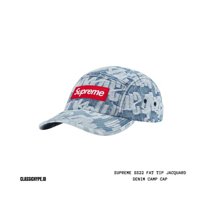 SUPREME SS22 GORE-TEX FAT TIP JACQUARD DENIM CAMP CAP