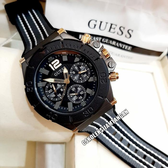 JAM TANGAN PRIA GUESS GW0415G3 BLACK GOLD ORIGINAL GARANSI RESMI