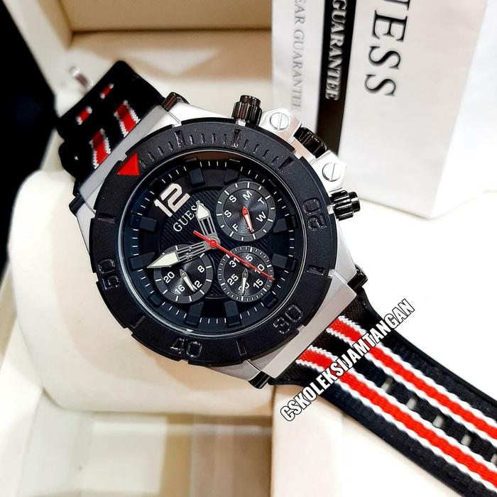 JAM TANGAN PRIA GUESS GW0415G1 SILVER BLACK ORIGINAL GARANSI RESMI
