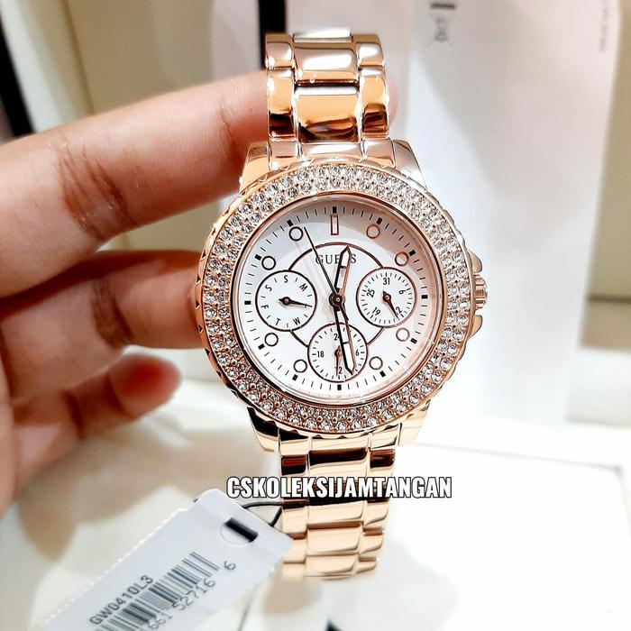 JAM TANGAN WANITA GUESS GW0410L3 CROWN JEWEL ROSE ORIGINAL BERGARANSI