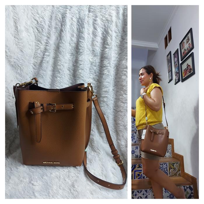 TAS WANITA MK EMILIA BUCKET LUGGAGE LEATHER