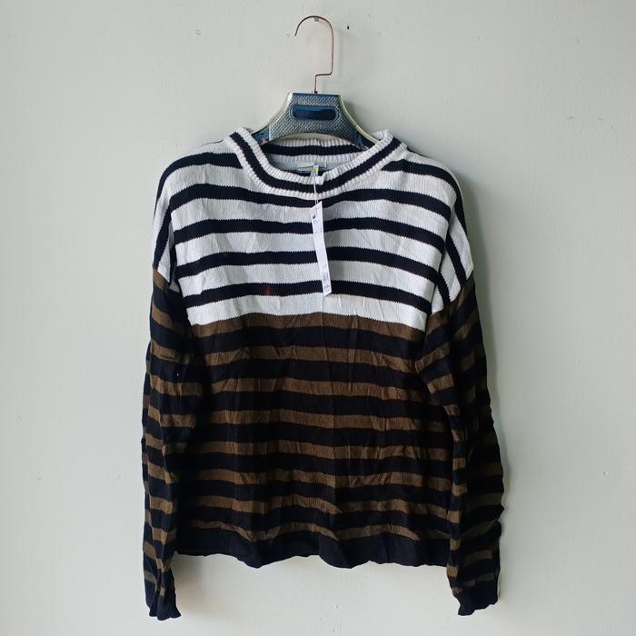 Sweater Rajut wanita global Uniqlo/Sweater garis garis Kekinian second