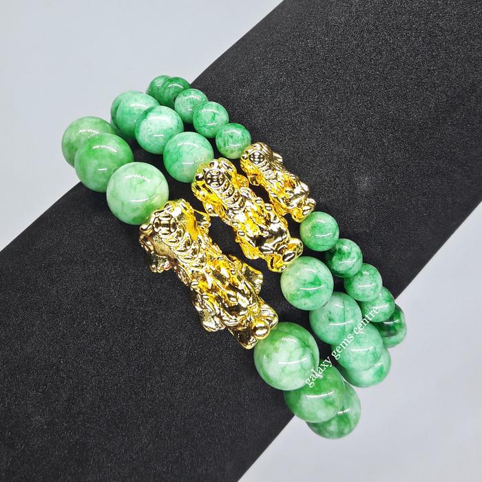 Gelang Pixiu Emas Batu Giok Burma