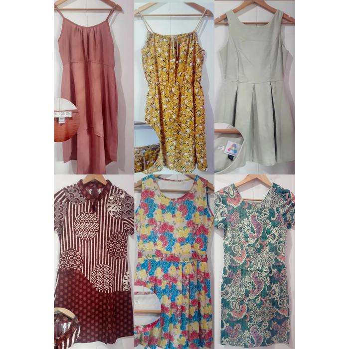 moonillacloetc - thrift / preloved midi dress rok pendek wanita