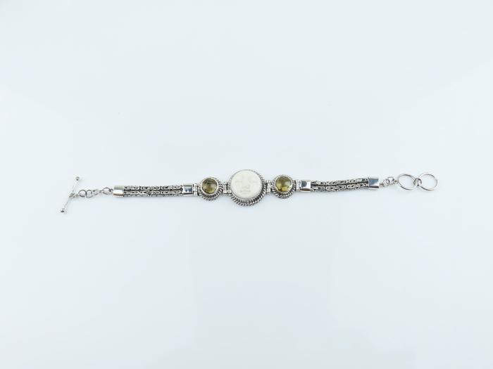 Gelang Perak 925 dengan Wajah Bulan dan Batu Citrine