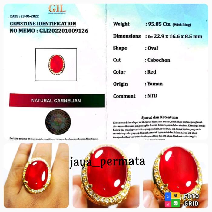 NATURAL RED BARON CARNELIAN KRISTAL BIG SIZE INCLUDE MEMO GIL GEMS LAB
