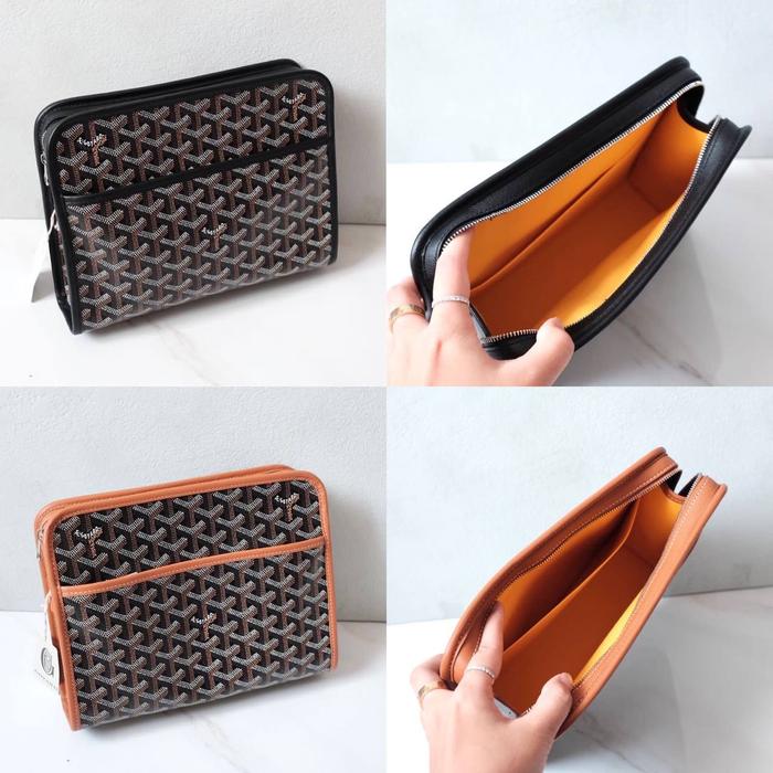 Original - Goyard Jouvence Clutch Pouch Pochette All Black Tan Tas