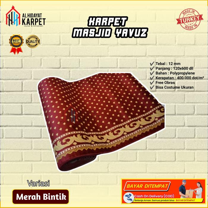 Karpet Lantai Masjid Sajadah Turki Karpet Roll Sajadah Tebal Yavuz Red
