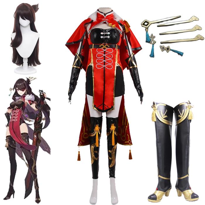 Beidou Wig Costume Shoes genshin cosplay fullset