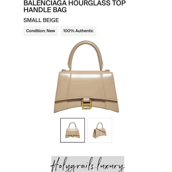 Balenciaga Hourglass Top Handle Bag Small Beige