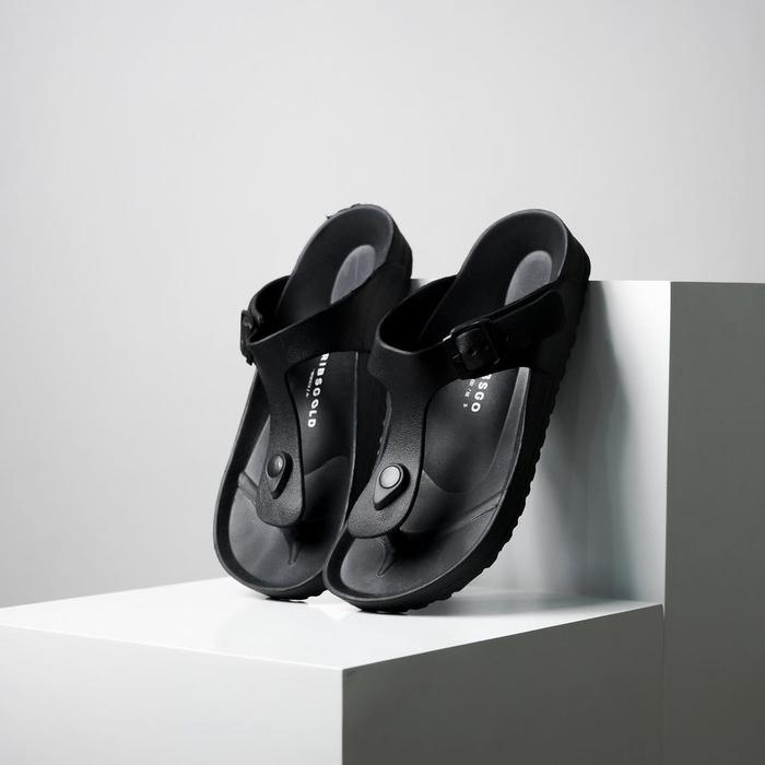 Sandal Selop Unisex Sendal Slippers Ribsgold Winston Black Premium