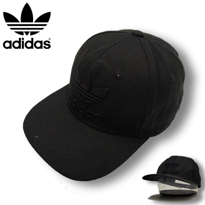 T06 Topi Snapback Setelan Adidas Trifoil Black On Black OSFM Casual