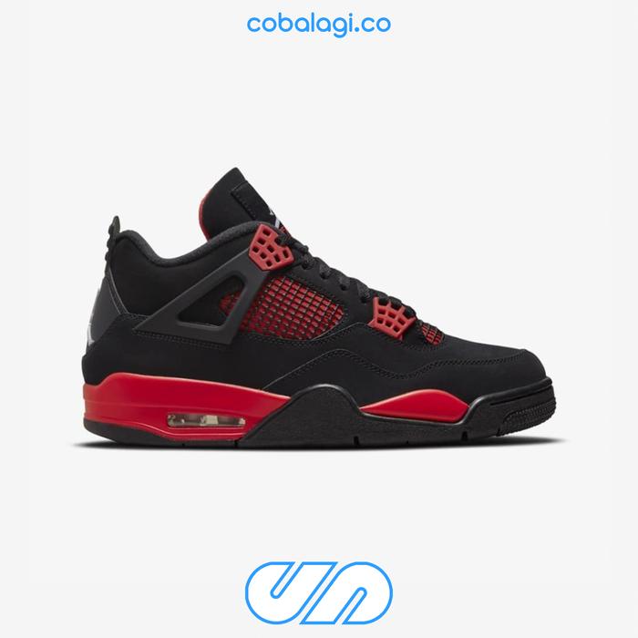 AIR JORDAN 4 Retro Red Thunder Black Multi Color 100% Authentic AJ 4
