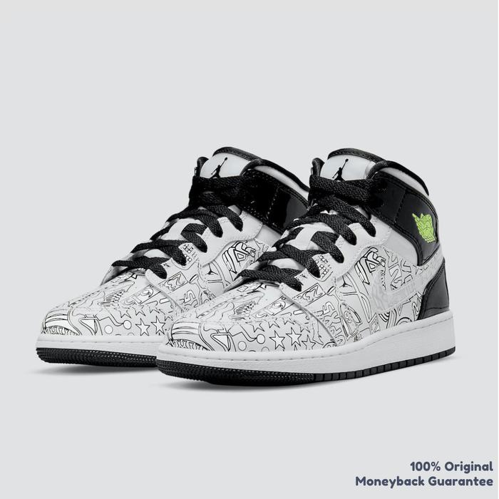 Air Jordan 1 Mid DIY Doodle GS Original Resmi (100% Authentic)