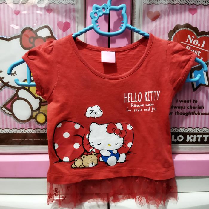 Preloved kaos anak hello kitty merah ori license sanrio
