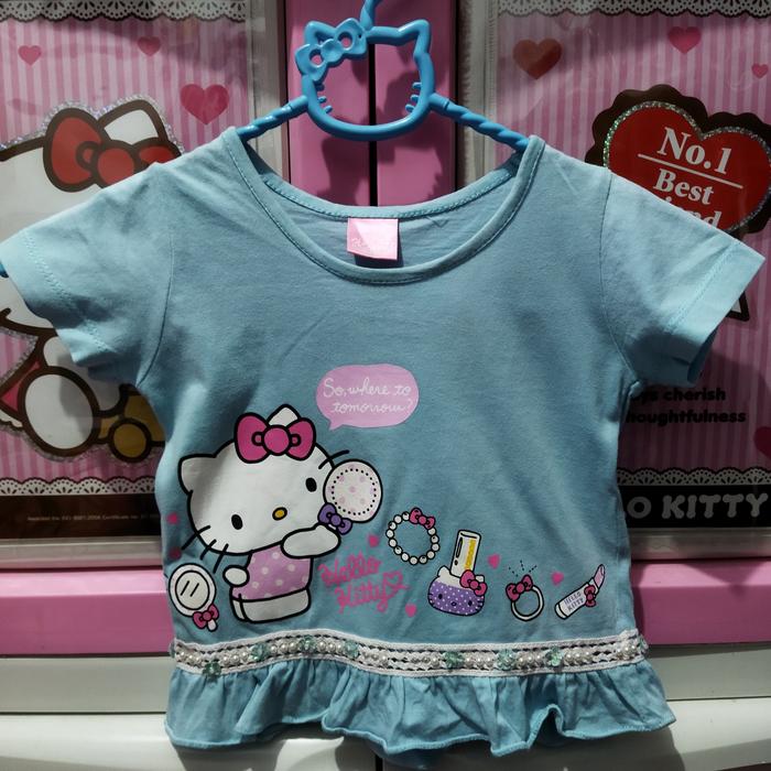Preloved kaos baby anak hello kitty biru ori license sanrio