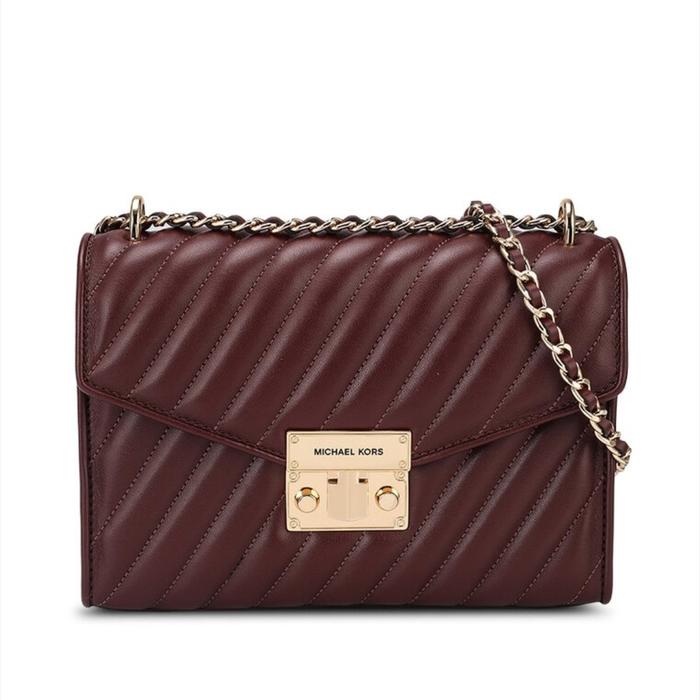 TAS WANITA MK ROSE MEDIUM FLAP SHOULDER BAG MERLOT