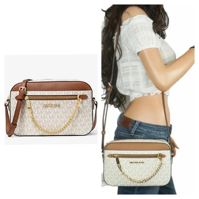 TAS WANITA MK JET SET LARGE CHAIN CROSSBODY VANILLA