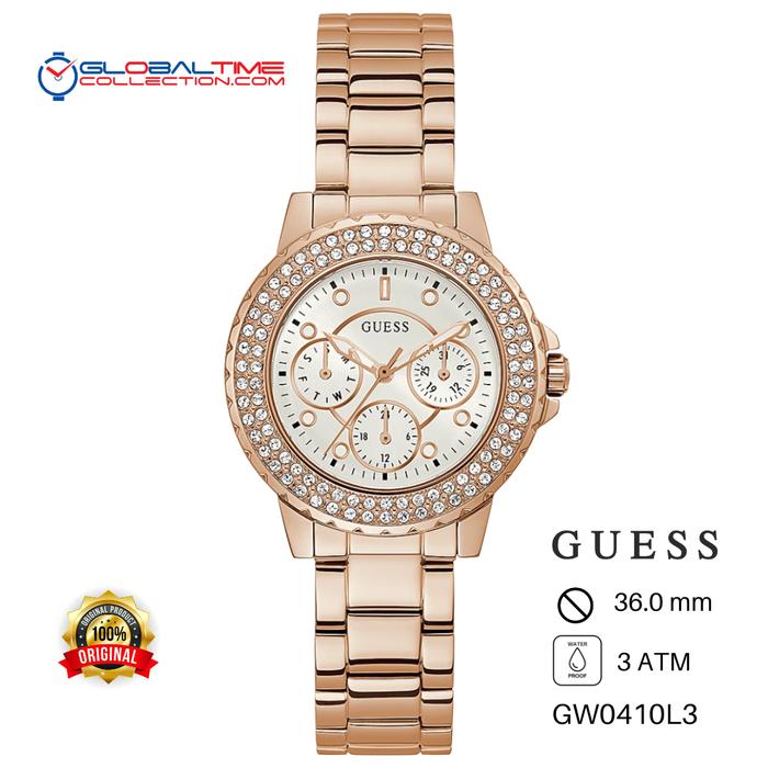 Jam Tangan Wanita GUESS Original GW0410L3 Rantai Rose Gold