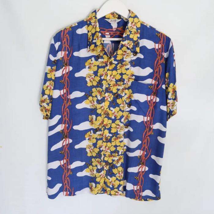 kemeja hawaii pria floral second