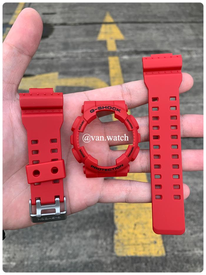 BNB Band Bezel CASIO GSHOCK GA 110 GA 120 GD 100 GD110 GD120 MERAH ORIGINAL Tulisan Hitam Buckle Sil