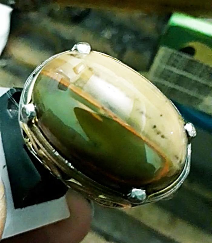 Natural batu akik Hijau Garut Marsih super Size Jumbo 29mm