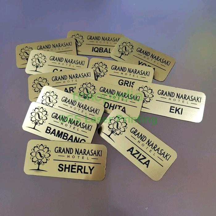 Name Tag Acrylic Badge Name Tag Gold Gravoply Premium