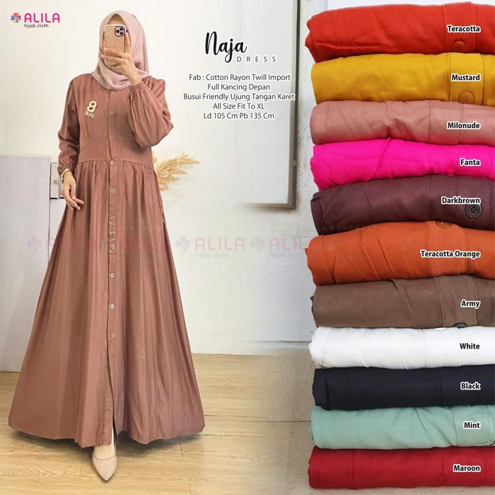 Baju terusan wanita terbaru naja dress maxy gamis longdress rayon adem