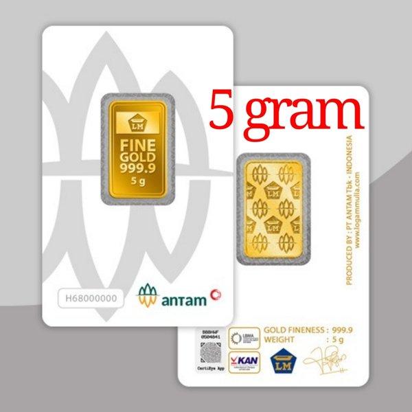 Emas murni batangan 5 gram Antam logam mulia press cetakan 2022