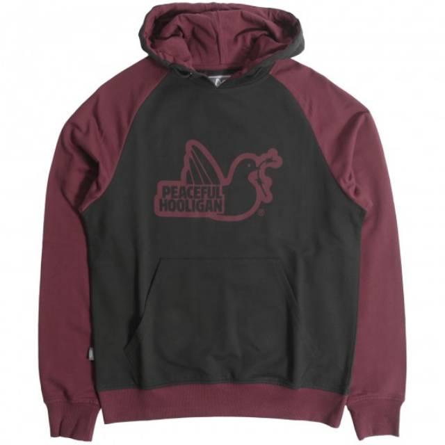 Peaceful Hooligan Cambridge Hoodie Black / Claret Original