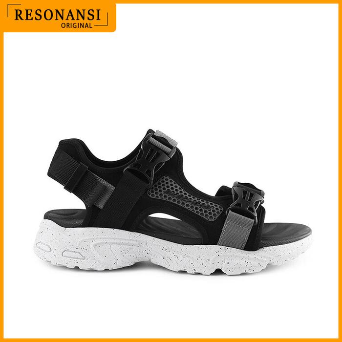 SANDAL PRIA TERBARU SKECHERS ORIGINAL STAMINA HITAM-ABU EMPUK KEREN