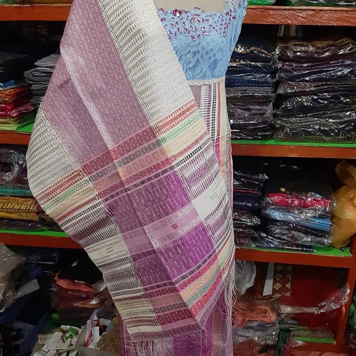 SONGKET SEMI TUMTUMAN BENANG KOREA TUMTUMAN PUTIH SONGKET PENGANTIN
