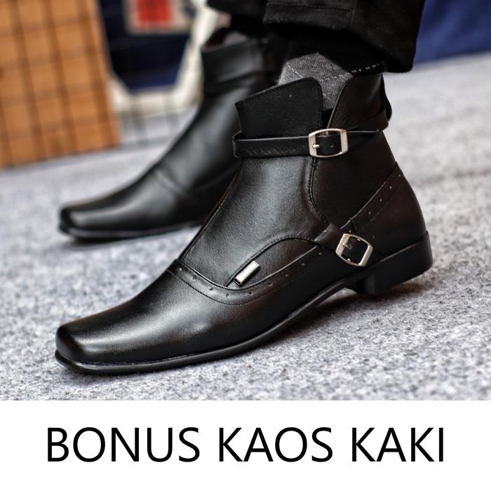 Sepatu Pantofel Pria Cevany Pacuan Kulit Asli Black