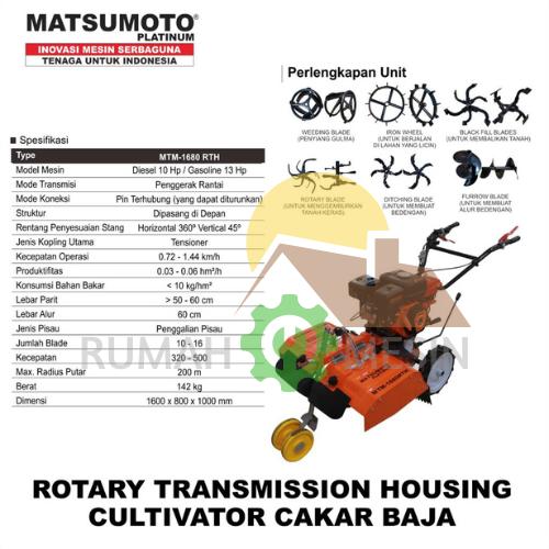 Cultivator Mini Tiller Matsumoto MTM-1680 RTH