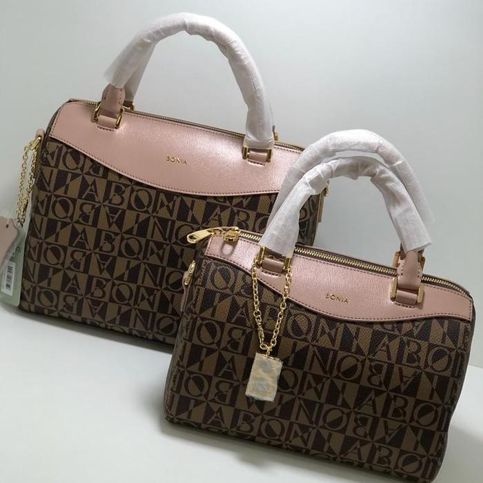 Tas bonia original Authentic monogram speedy kombinasi pink