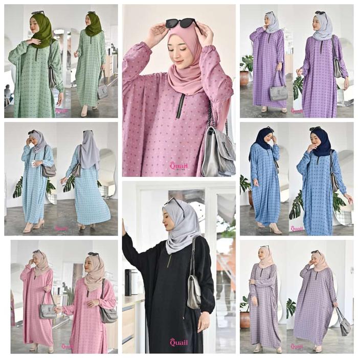 AVELINE ABAYA Dress Gamis jumbo Quail Hijab Bahan Ansana Crincle Ori