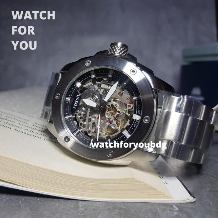 Jam Tangan Pria Fosil ME3081 ME 3081 Automatic Silver Stainless Steel