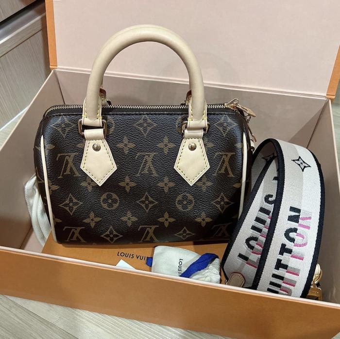 Original - LV Louis Vuitton Speedy 20 Bandou Monogram White Canvas