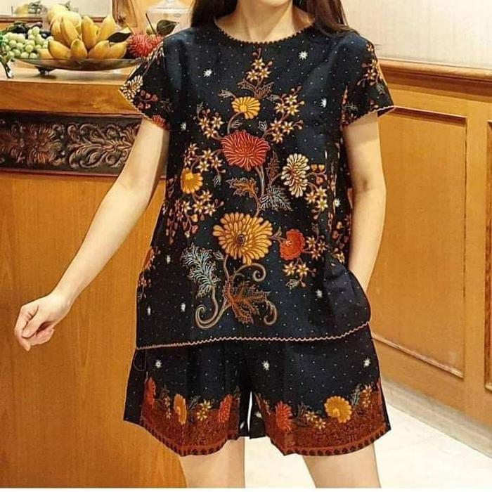Setelan Pendek Batik Unggul jaya| Setelan Celana Pendek Wanita