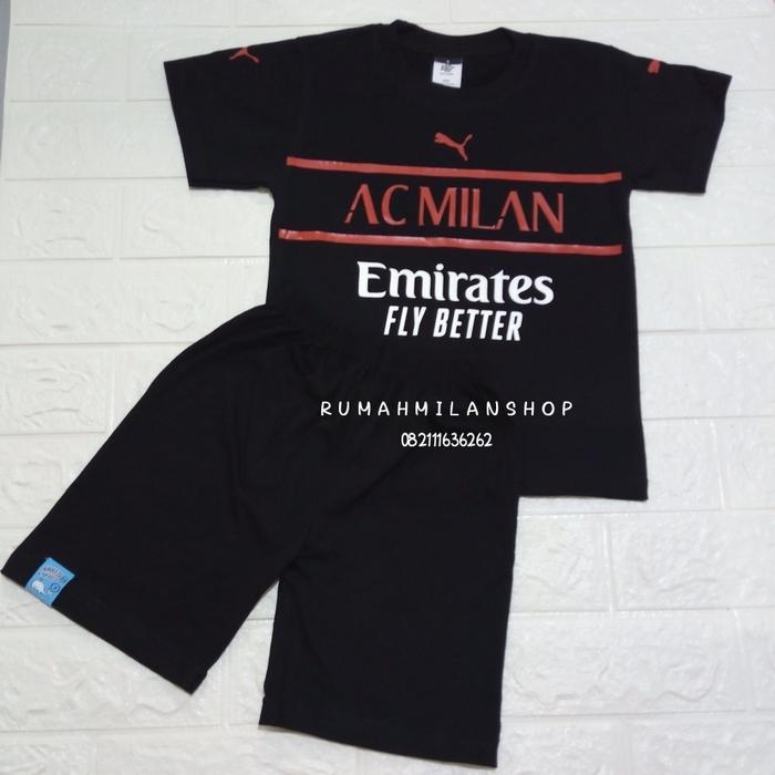 setelan anak motif jersey Ac Milan third 4-7th